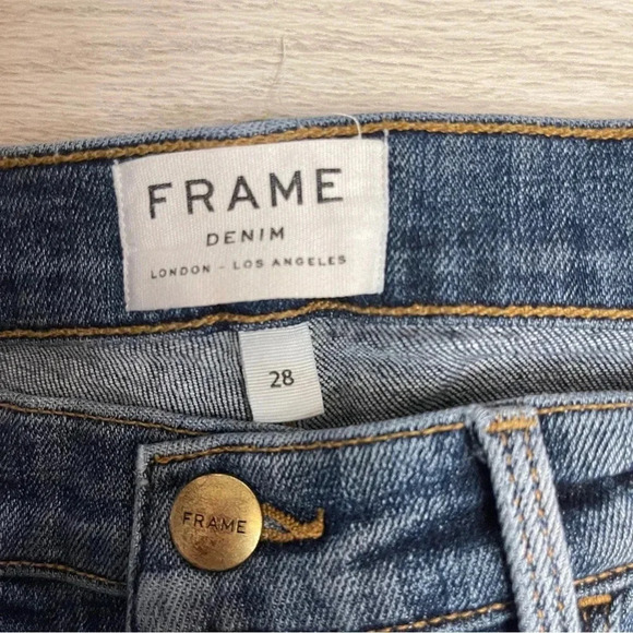 Frame Denim Le Nouveau Straight Split Front Sheffield Raw Hem Jeans Size 28 - Picture 4 of 16